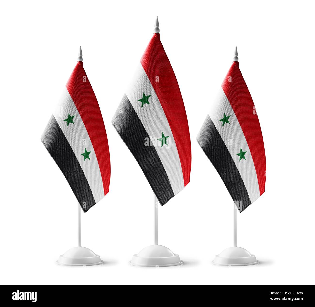 Small national flags of the Syria on a white background Stock Photo