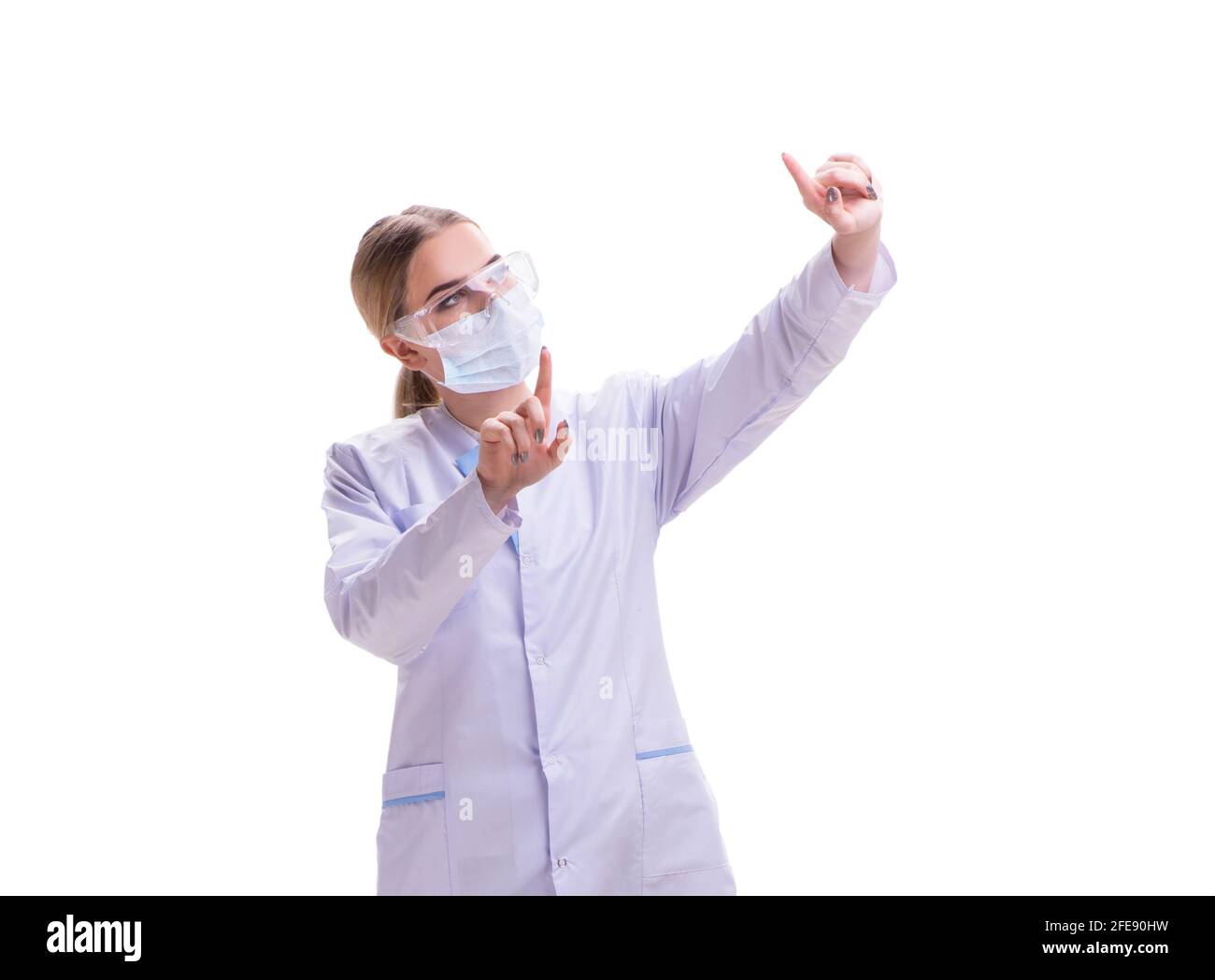 The young woman doctor isolated on white background Stock Photo - Alamy