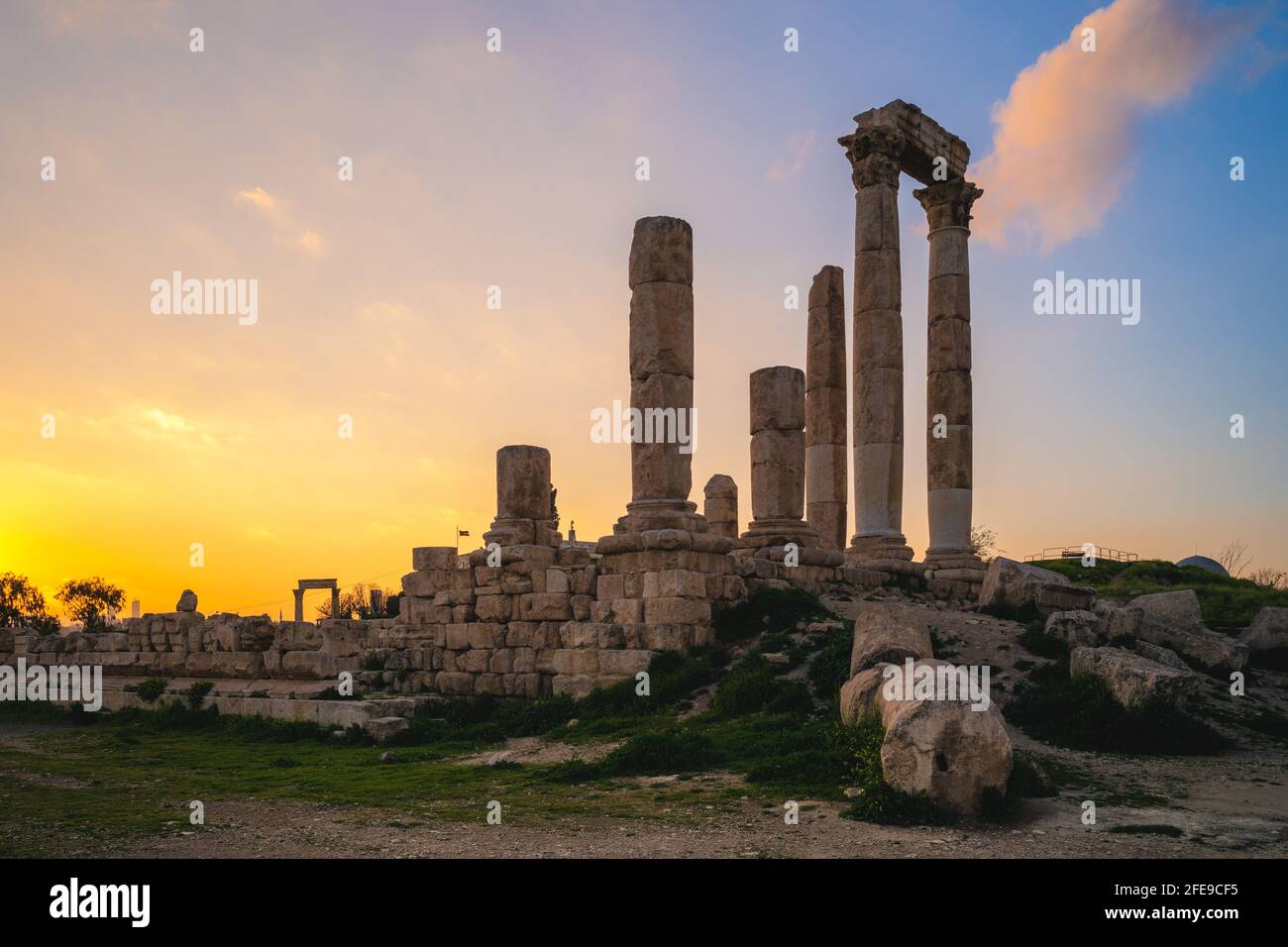 Temple of Hercules located on Amman Citadel in Amman, Jordan Stock Photo