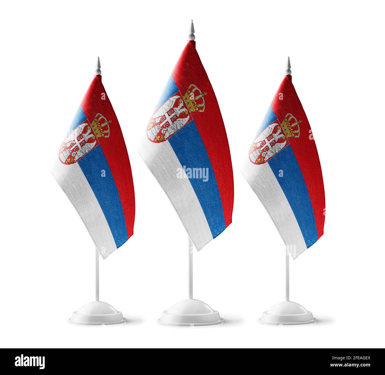 Small national flags of the Serbia on a white background Stock Photo