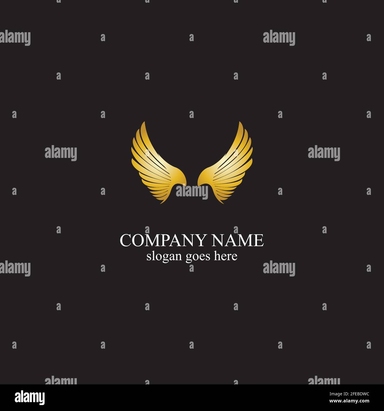 wings gold logo vector illustration template-vector Stock Vector