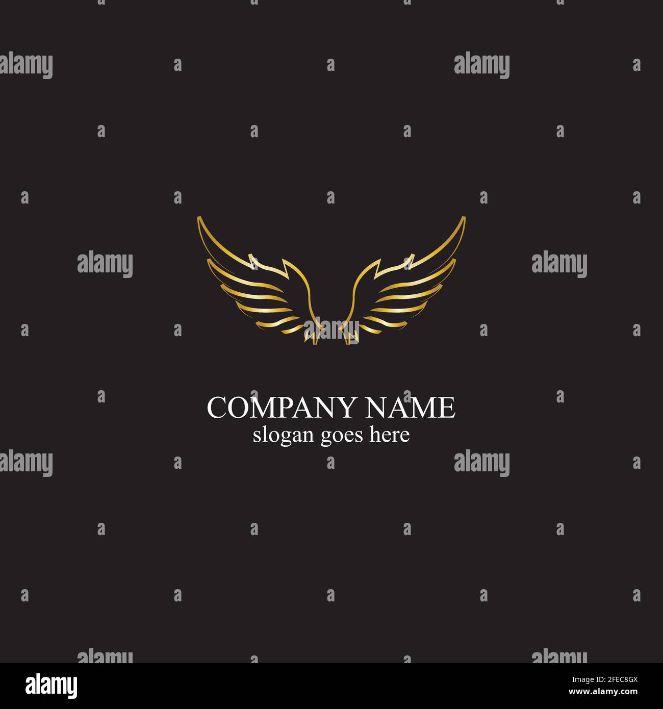 wings gold logo vector illustration template-vector Stock Vector
