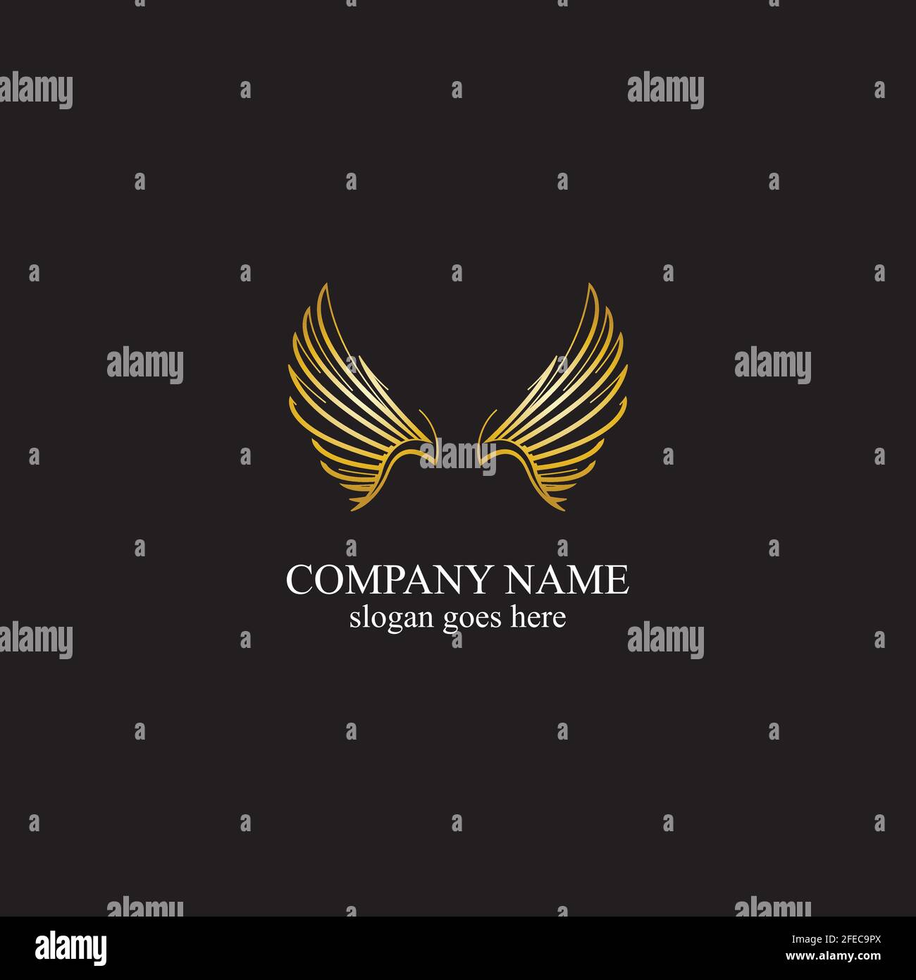 wings gold logo vector illustration template-vector Stock Vector