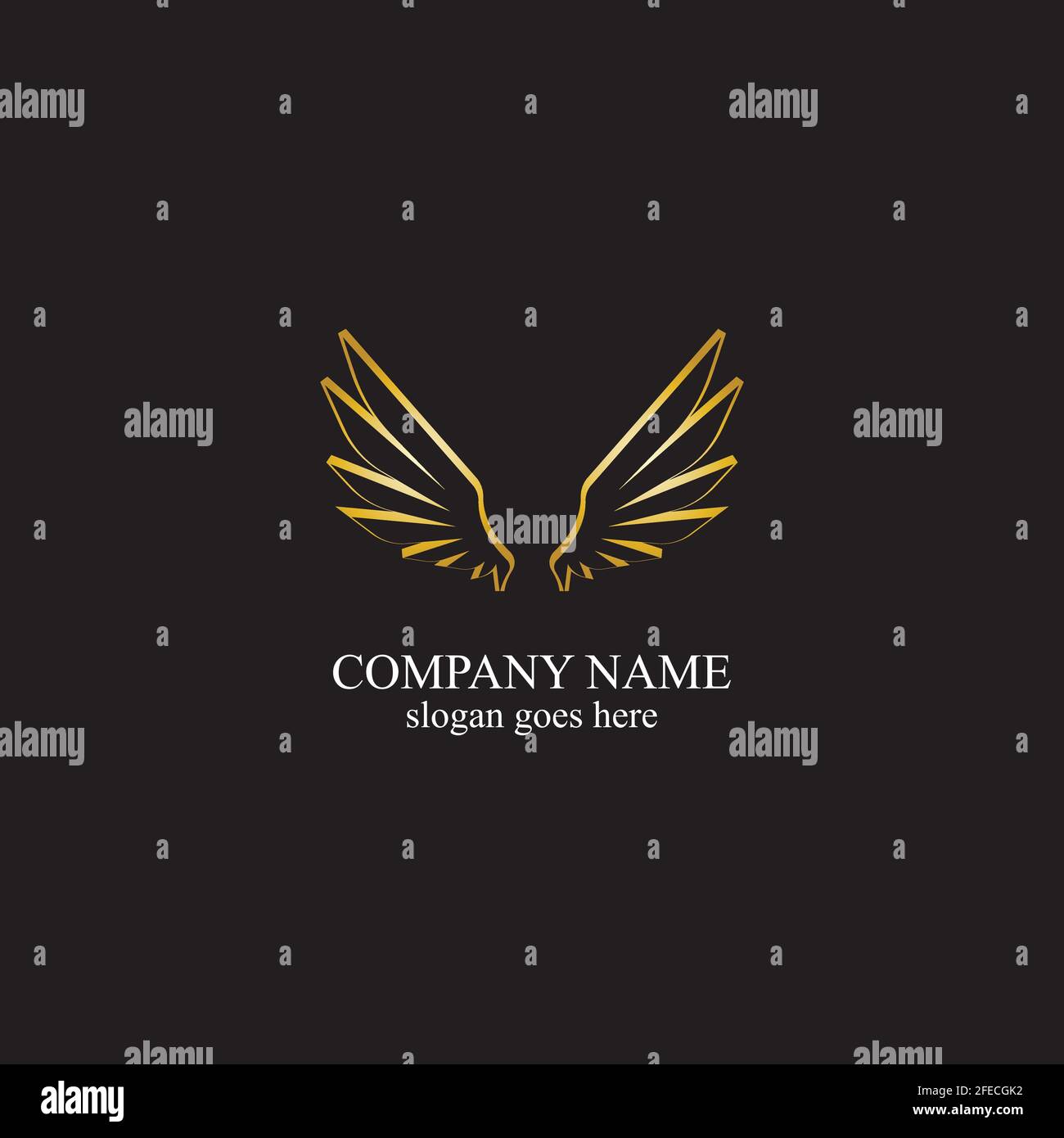 wings gold logo vector illustration templatevector Stock Vector Image