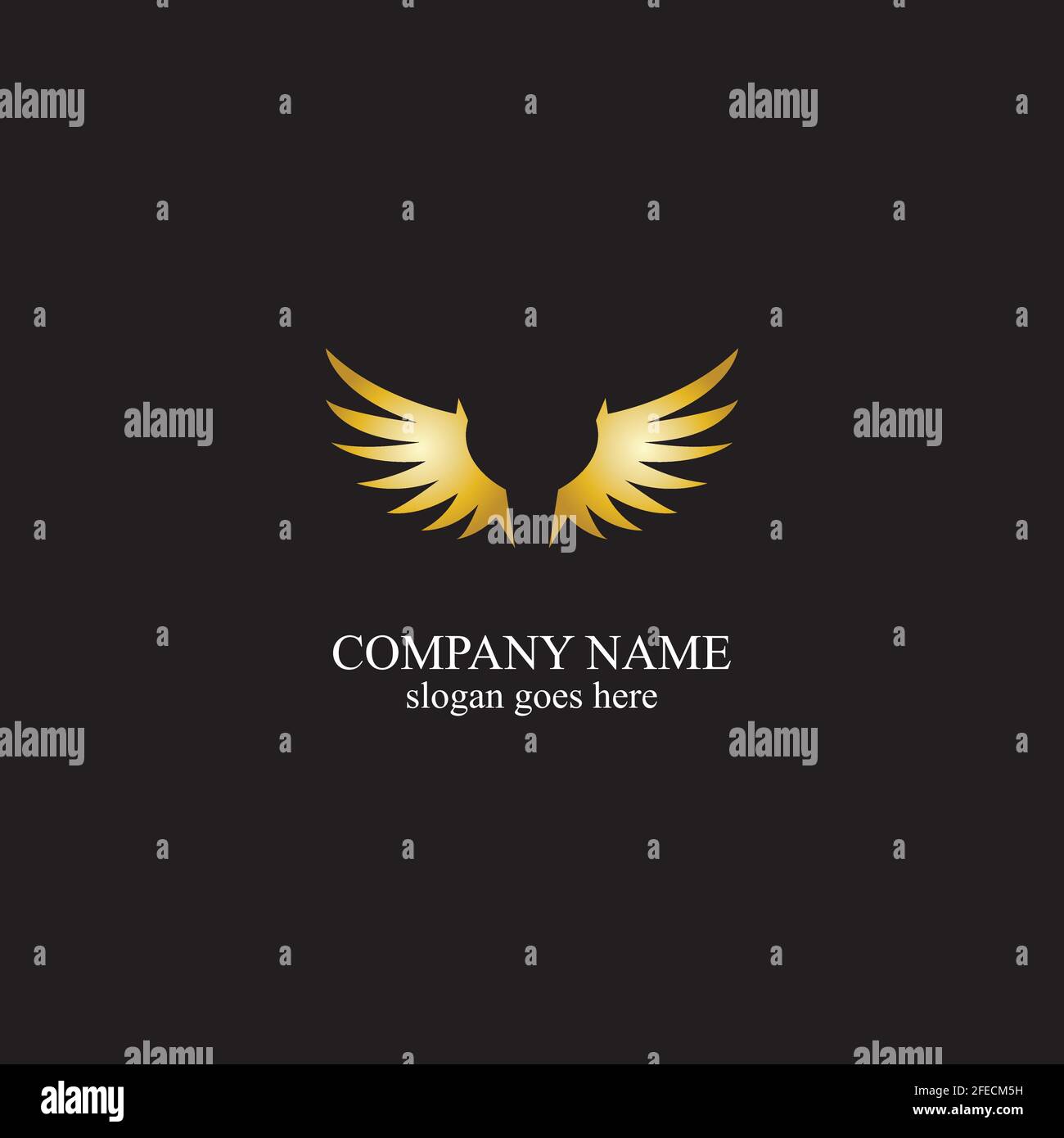wings gold logo vector illustration templatevector Stock Vector Image