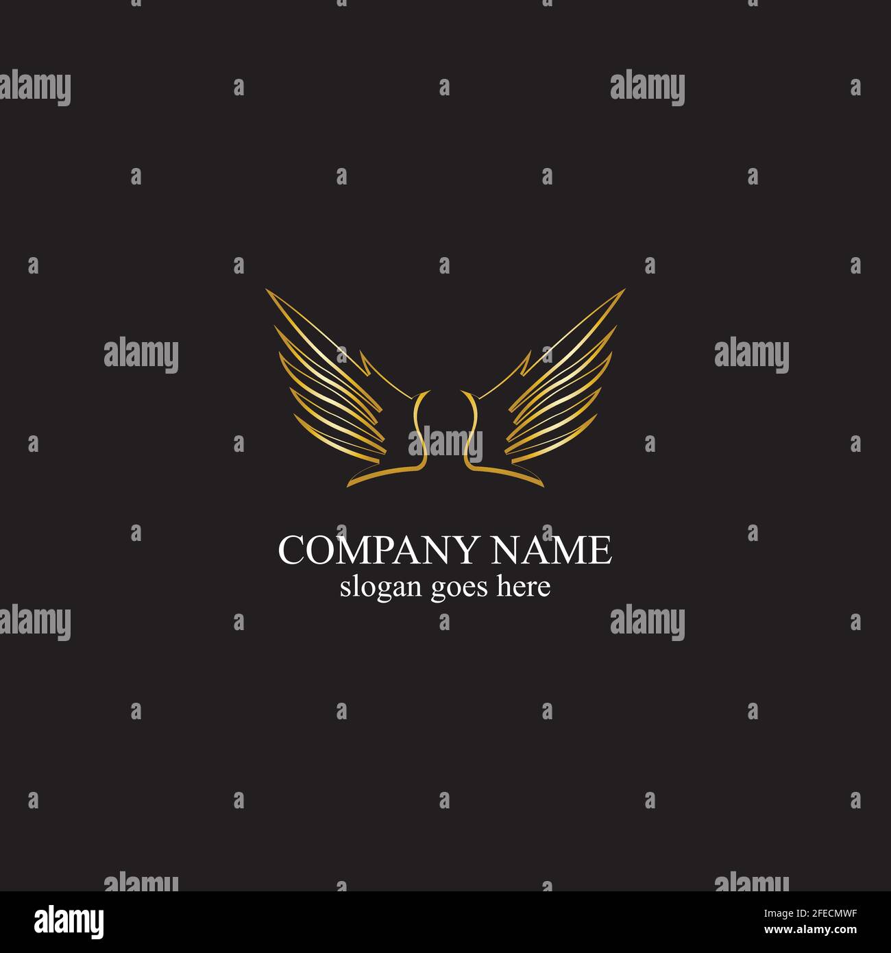 wings gold logo vector illustration templatevector Stock Vector Image