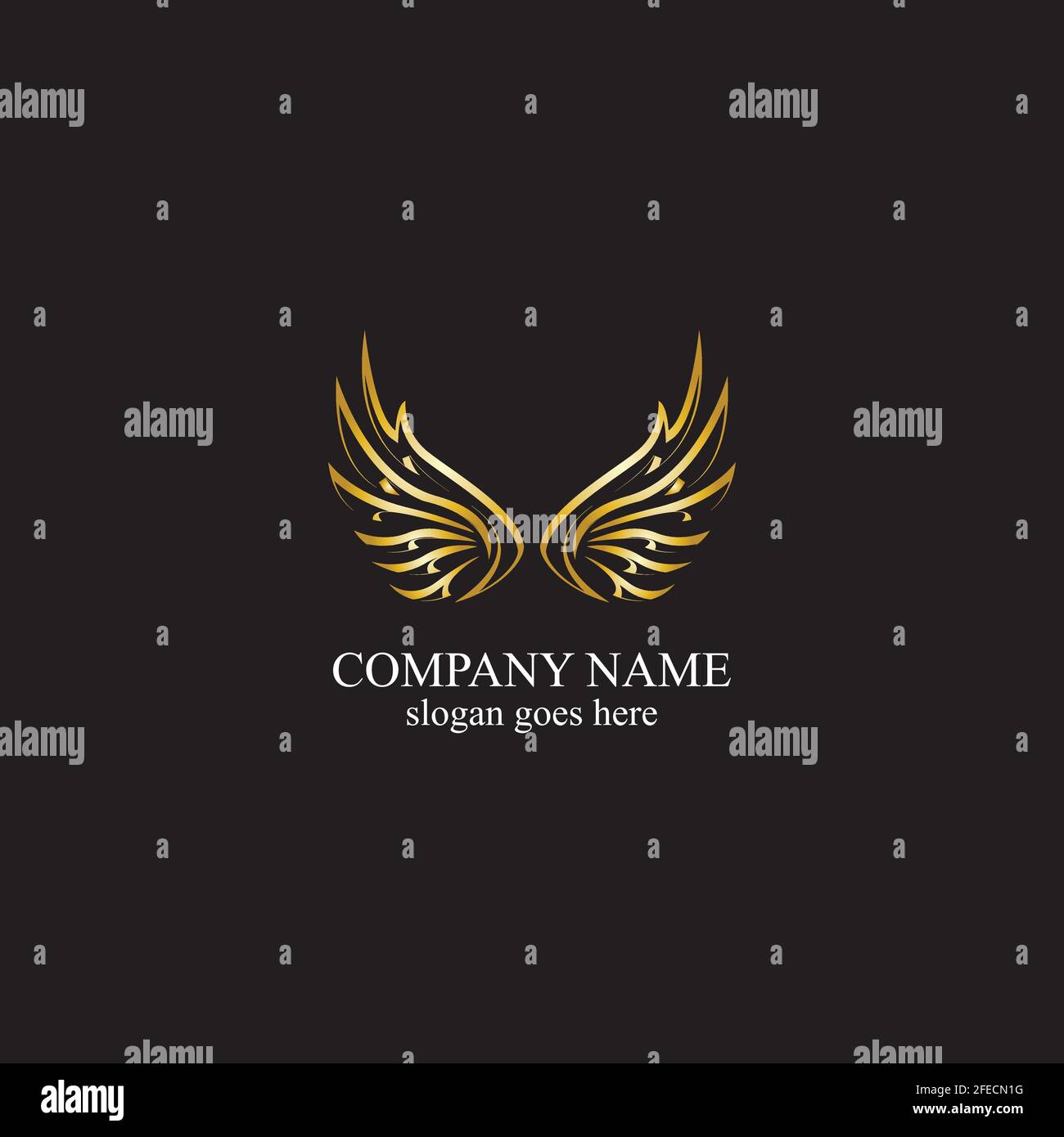 wings gold logo vector illustration templatevector Stock Vector Image