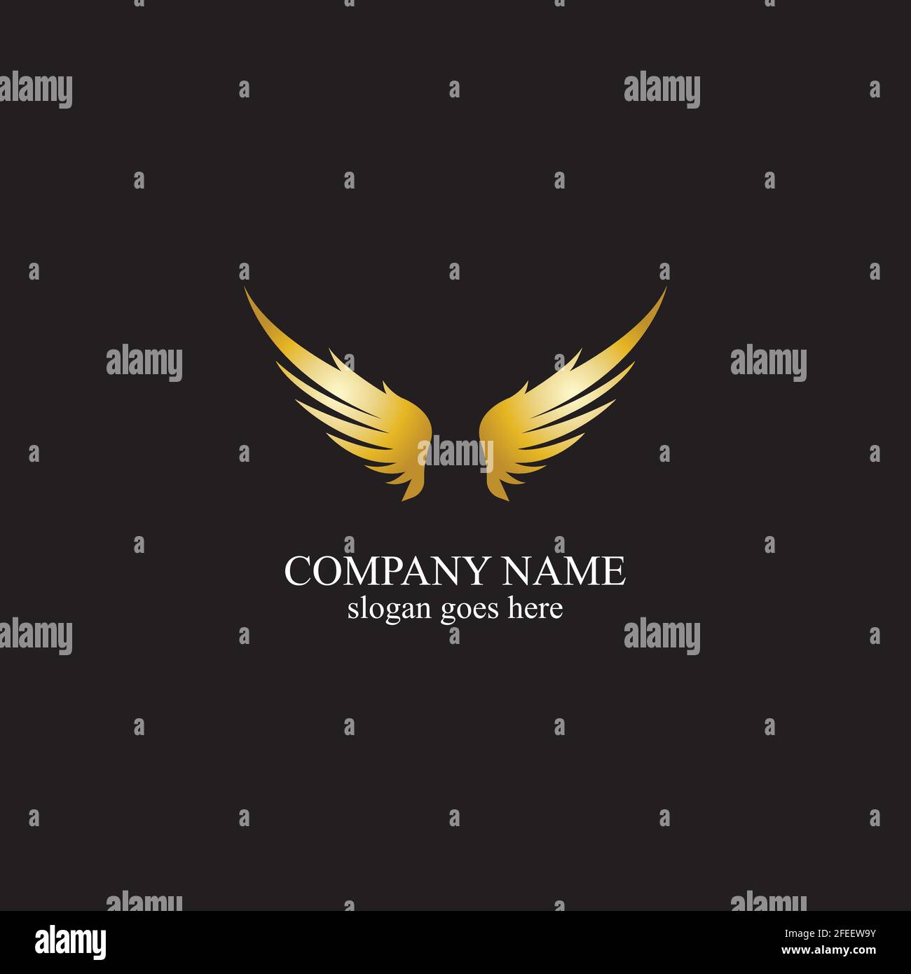 wings gold logo vector illustration templatevector Stock Vector Image