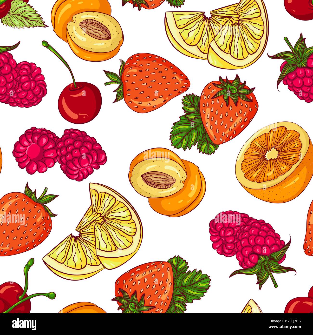 Seamless fruit background various Stock Vector Images - Alamy