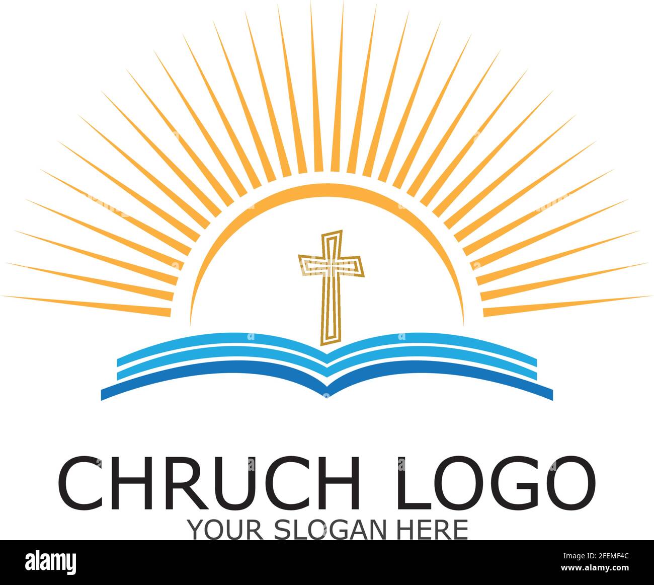 logo church.christian symbol,the bible and the cross of jesus christ-vector Stock Vector