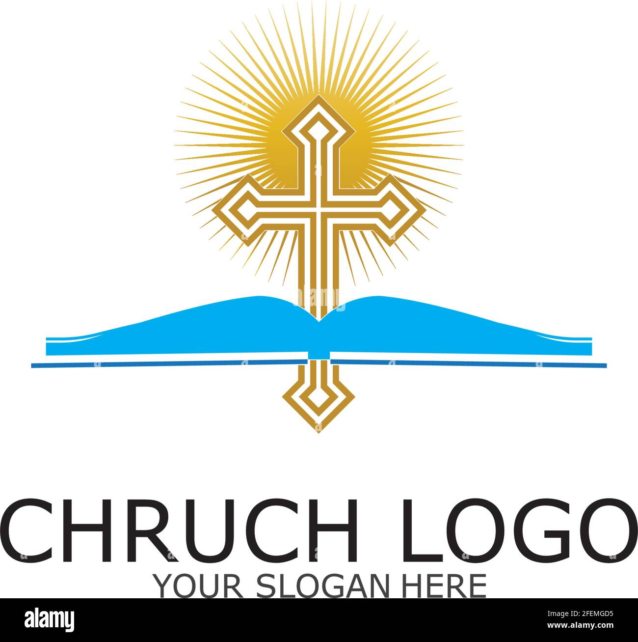 logo church.christian symbol,the bible and the cross of jesus christ-vector Stock Vector