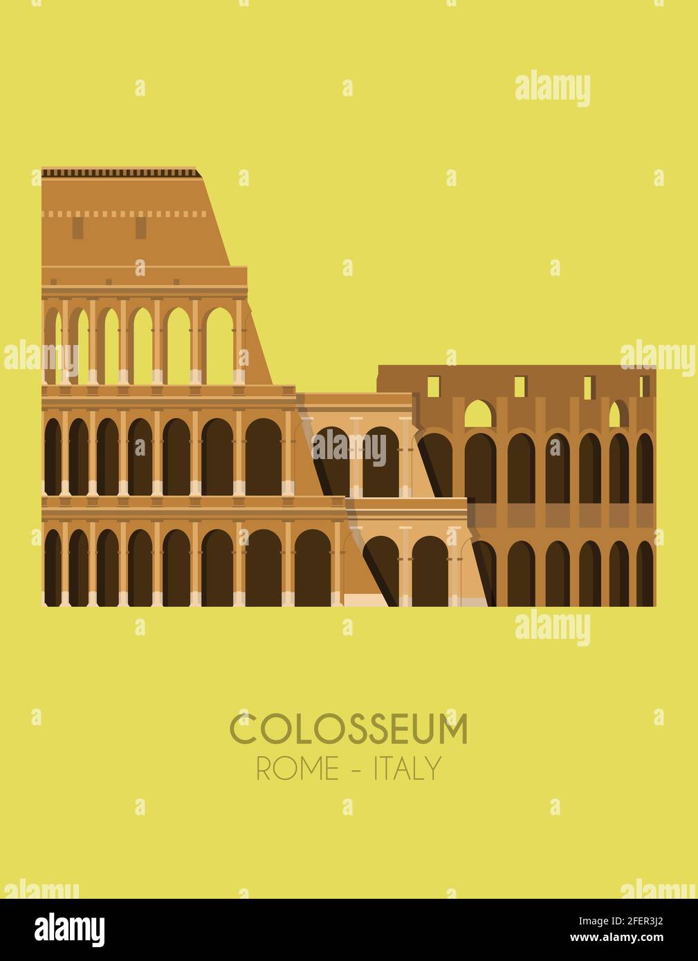 Modern design poster with colorful background of The Colosseum (Rome, Italy). Vector illustration Stock Vector