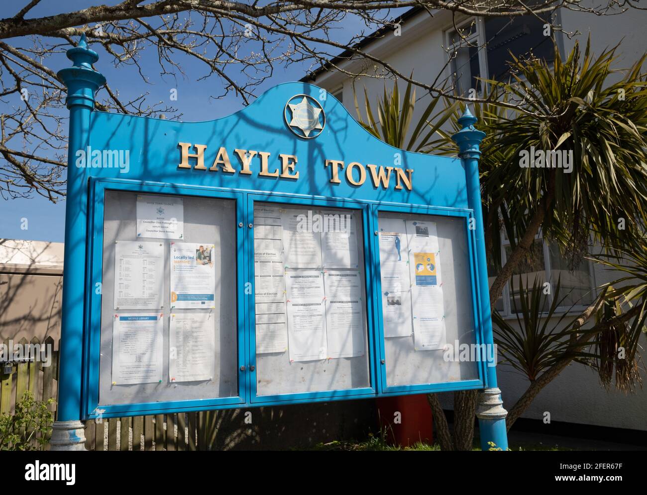 hayle-cornwall-25th-april-2021-hayle-town-information-board-in-cornwall