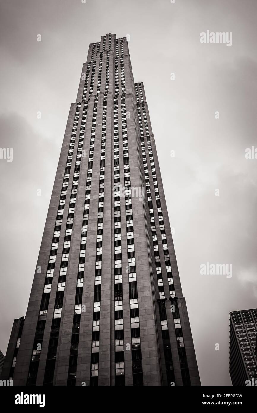 Vertical image of 75 Rockefeller Plaza Stock Photo