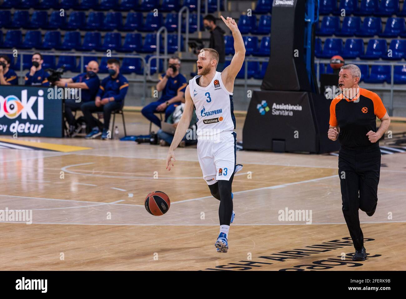 Denis Zakharov of Zenit St Petersburg during the Turkish Airlines  EuroLeague, PlayOffs game 2 basketball match between FC Barcelona and Zenit  St Petersburg on April 23, 2021 at Palau Blaugrana in Barcelona,