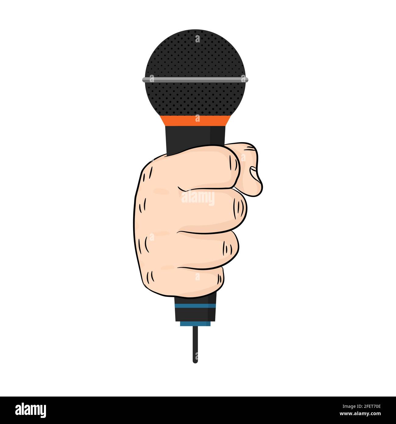 Microphone in the hand of a man. Vector illustration. A man holding a  microphone. Interview concept Stock Vector Image & Art - Alamy