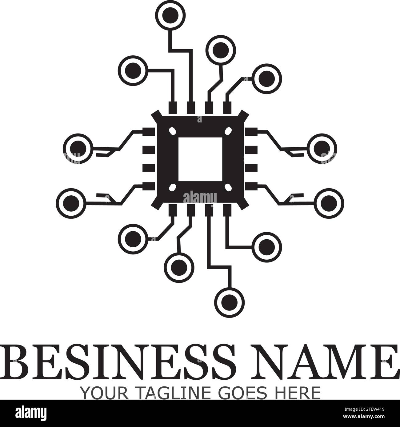 CPU processor line vector icon for websites and mobile flat design ...