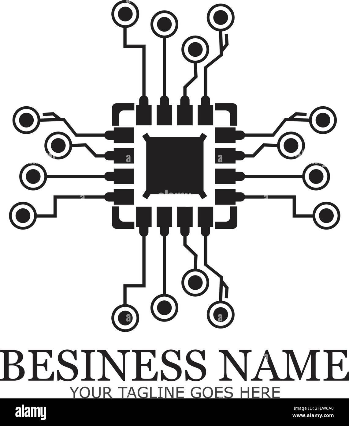 CPU processor line vector icon for websites and mobile flat design ...