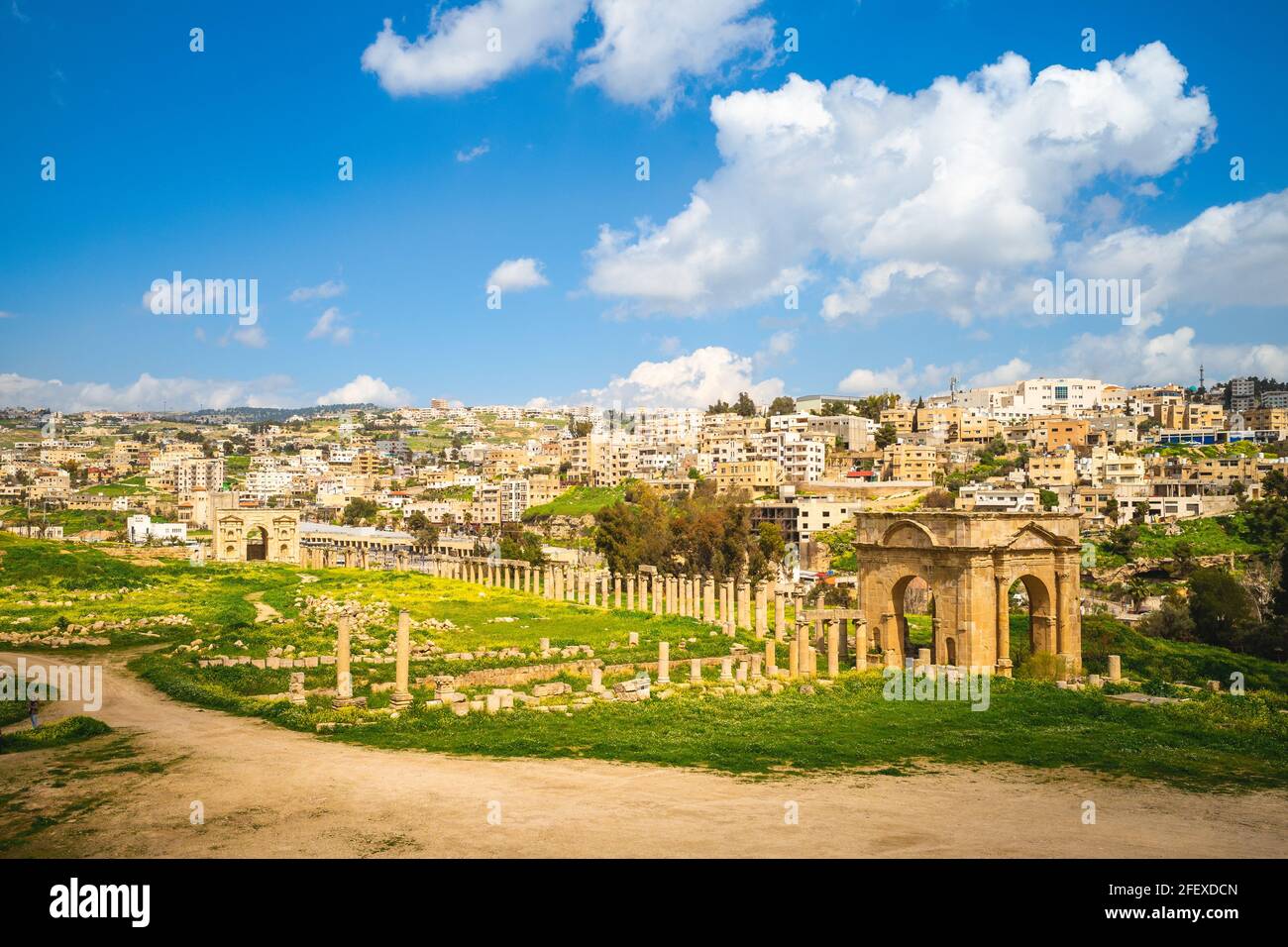 The North Tetrapylon, literally four fronts, at Jerash in Jordan Stock Photo