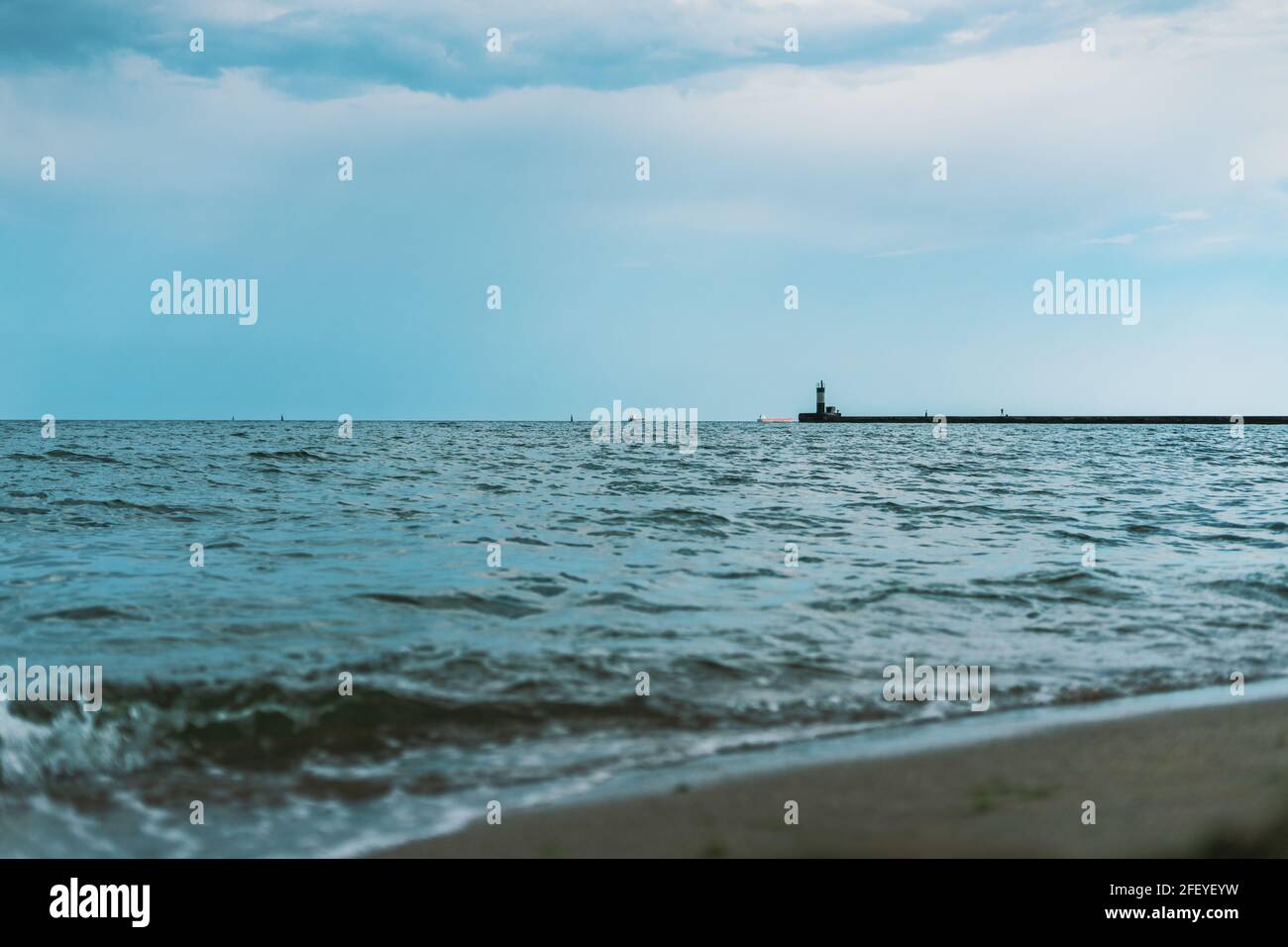 Sea waves at Odessa beach with lighthouse on background Stock Photo Alamy