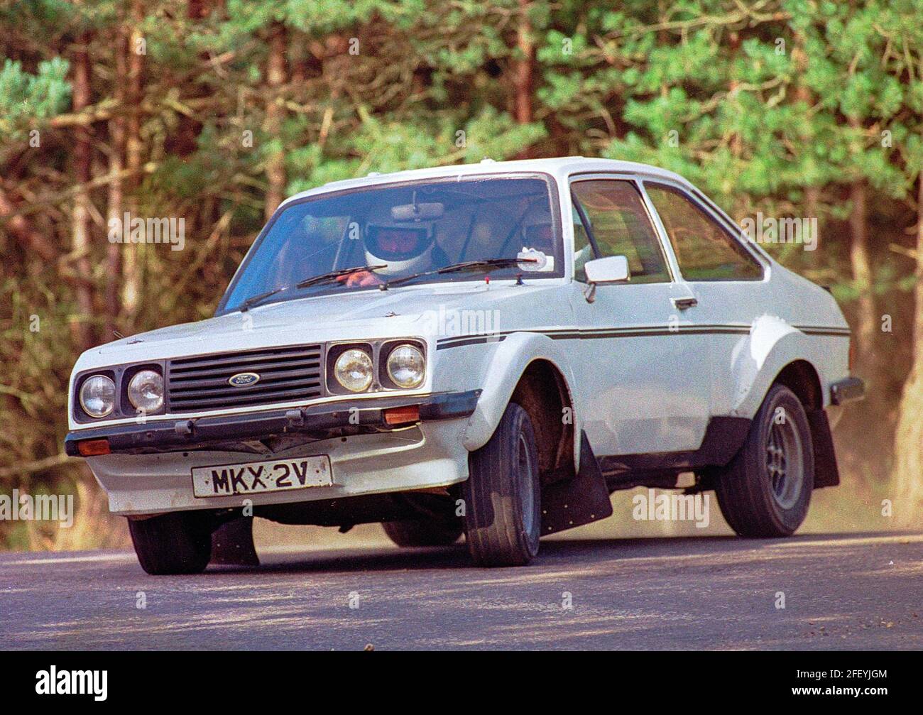 Ford Escort Mk2 on rally stage in Avon Park 1993. Stock Photo