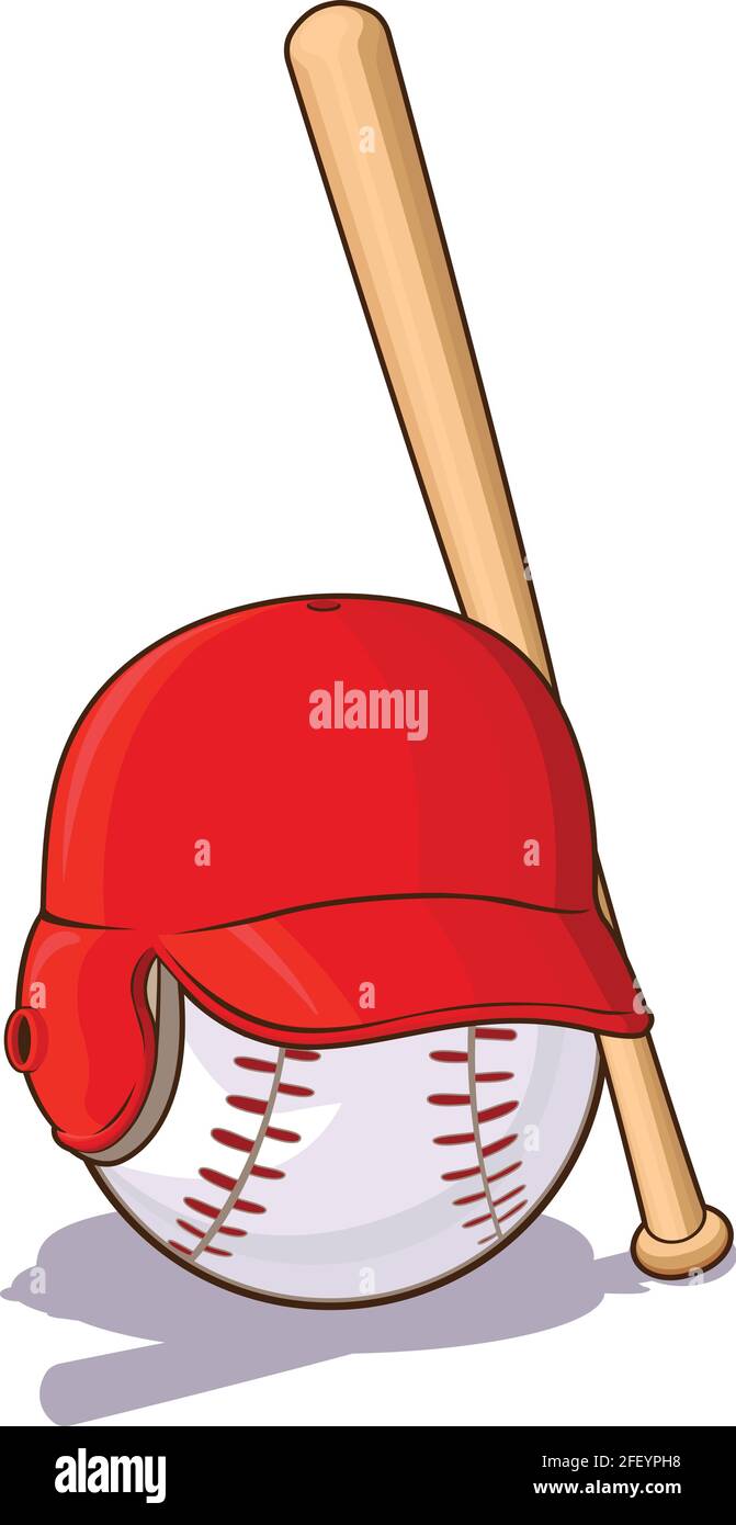 Baseball Softball Equipment Helmet Bat Cartoon Vector Drawing Stock Vector  Image & Art - Alamy