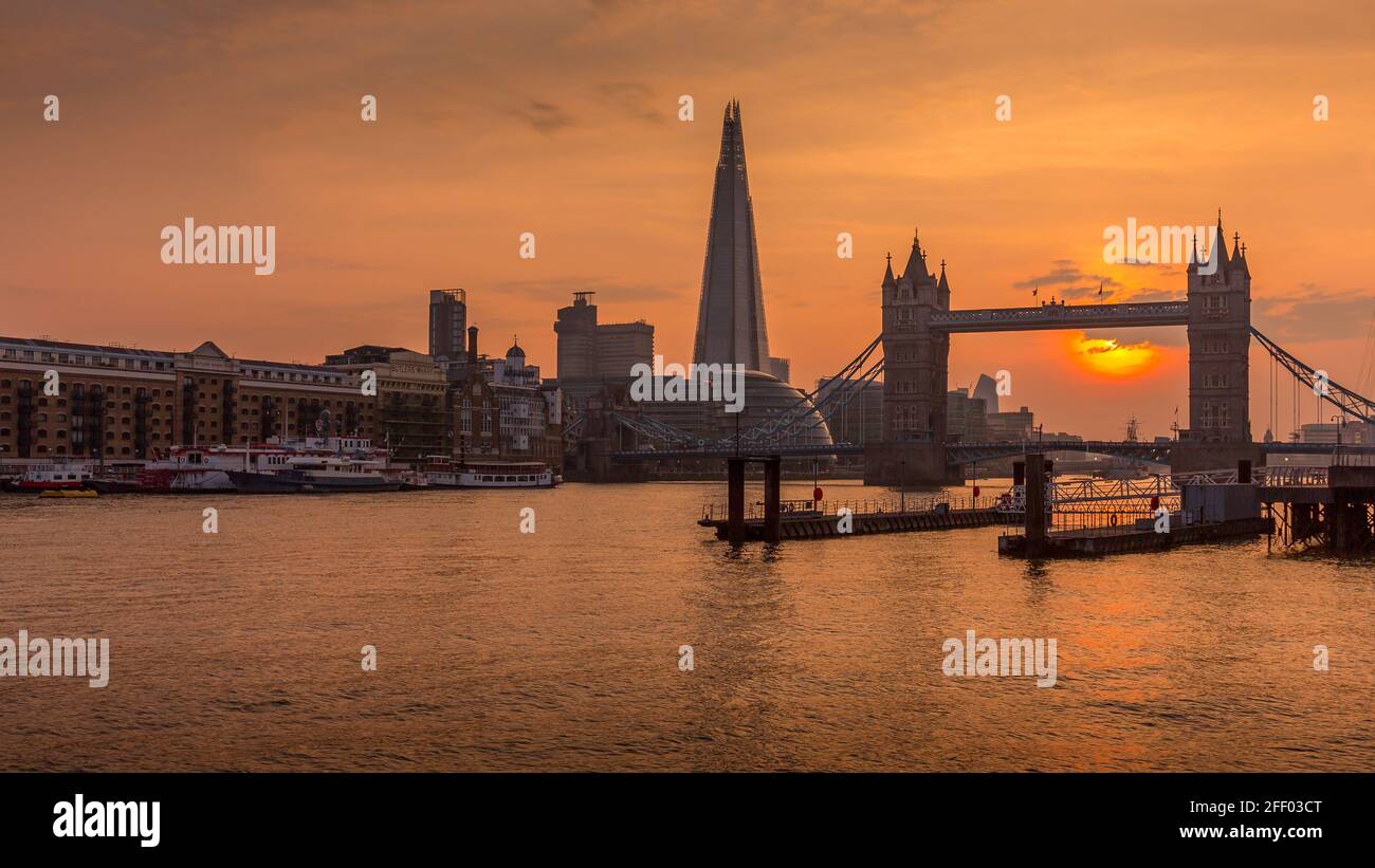 Tower Bridge Sunset, London Stock Photo