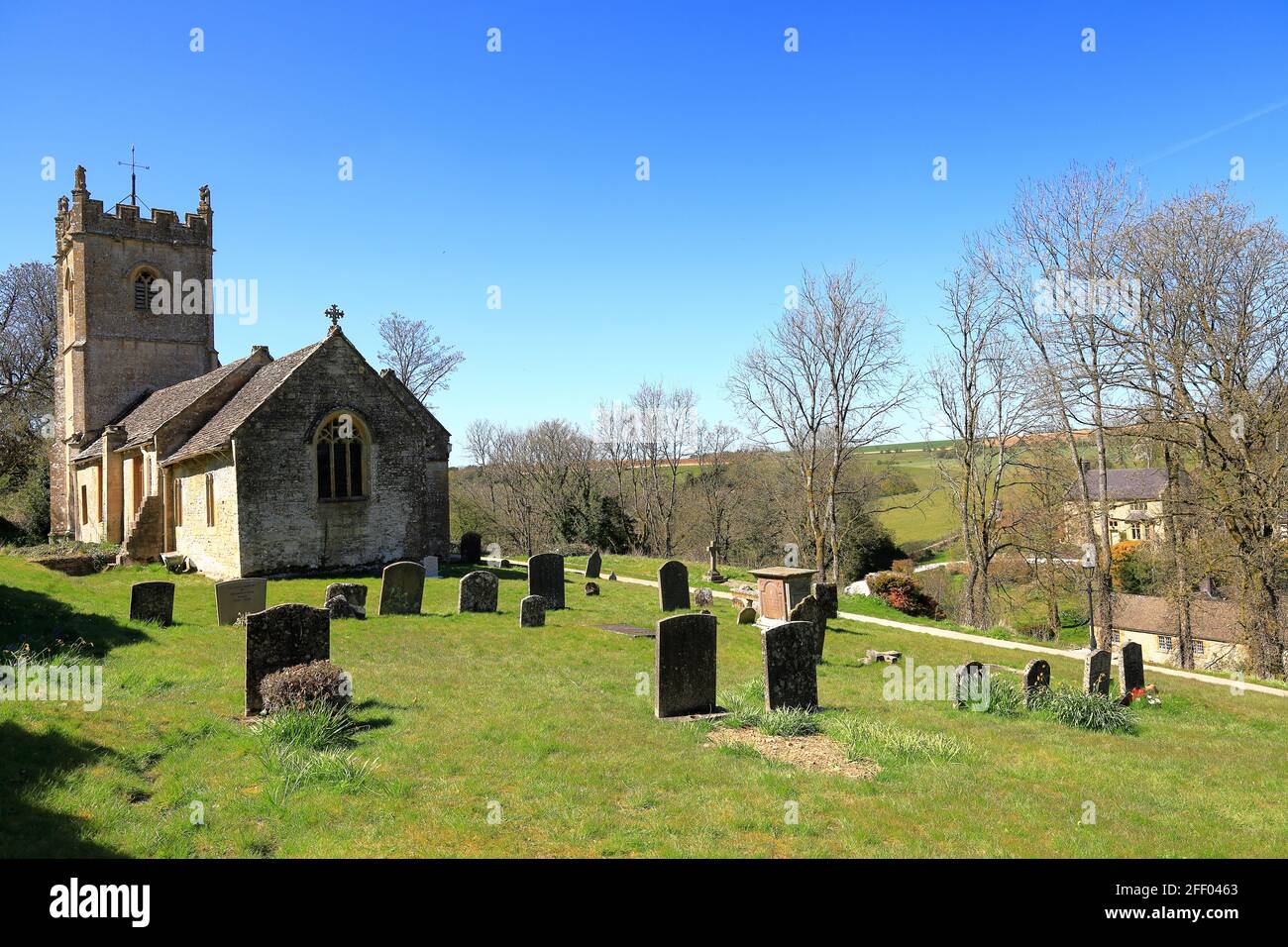 Compton Abdale village church, in The Cotswolds, Gloucestershire . St