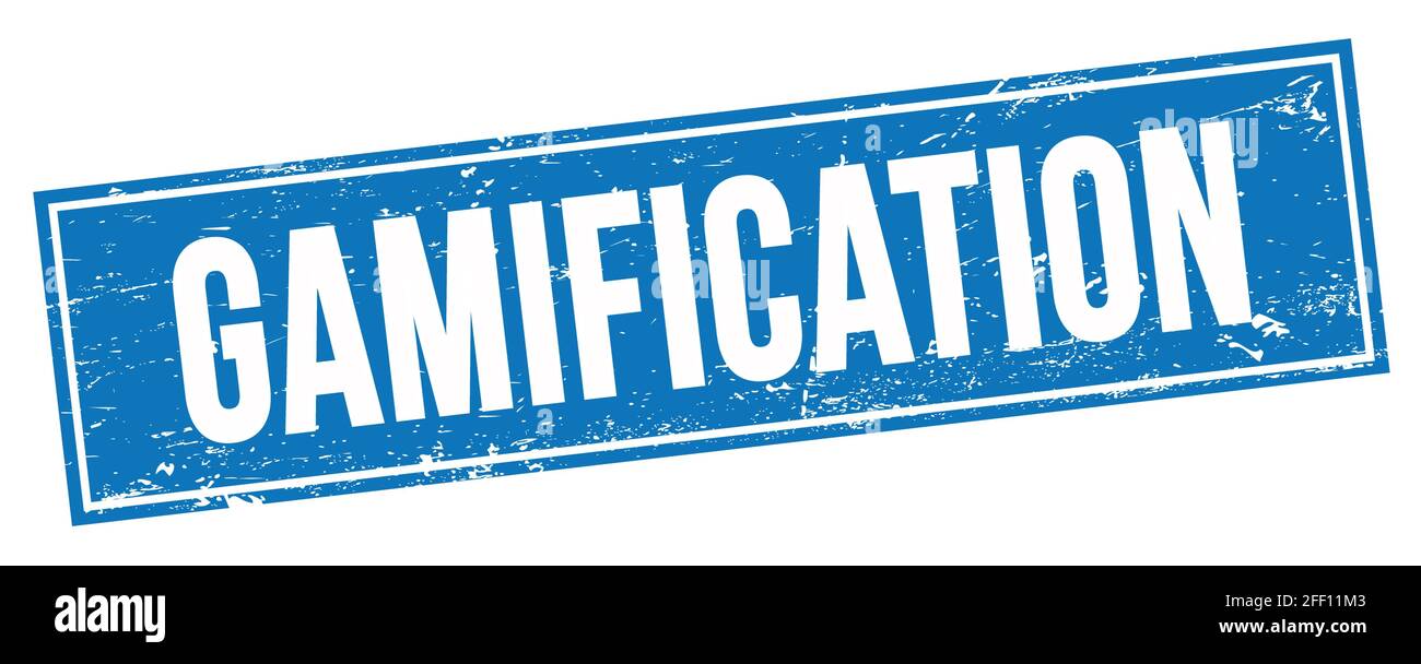 GAMIFICATION text on blue grungy rectangle stamp sign Stock Photo - Alamy