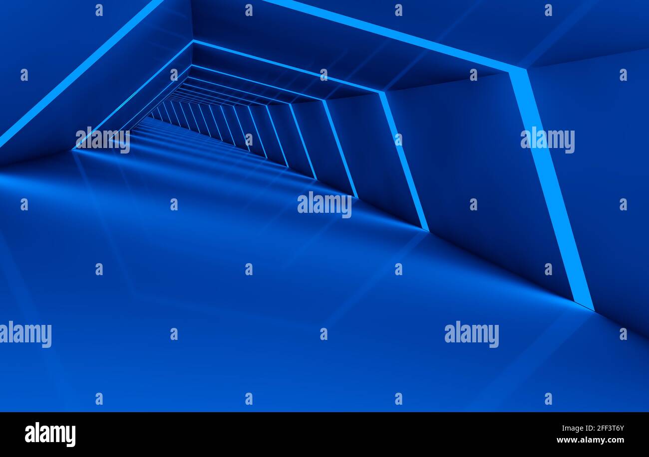 Blue abstract tunnel in a modern style. 3D render Stock Photo - Alamy