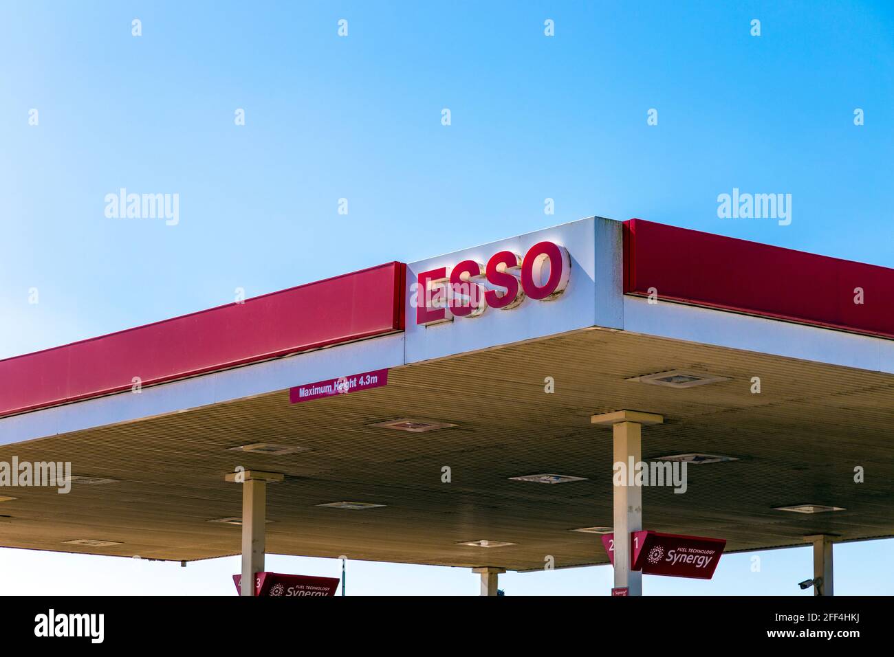 Close-up of Esso pertol station in UK Stock Photo