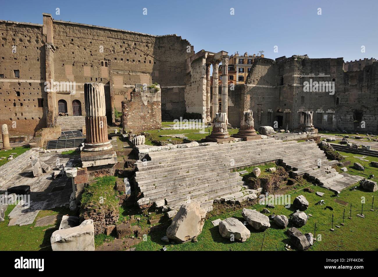Italy, Rome, Forum of Augustus, temple of Mars Ultor the Avenger (1st century AD) Stock Photo