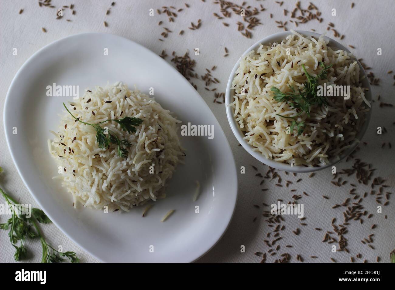 Indian rice dish made of basmati rice flavoured with cumin seeds and