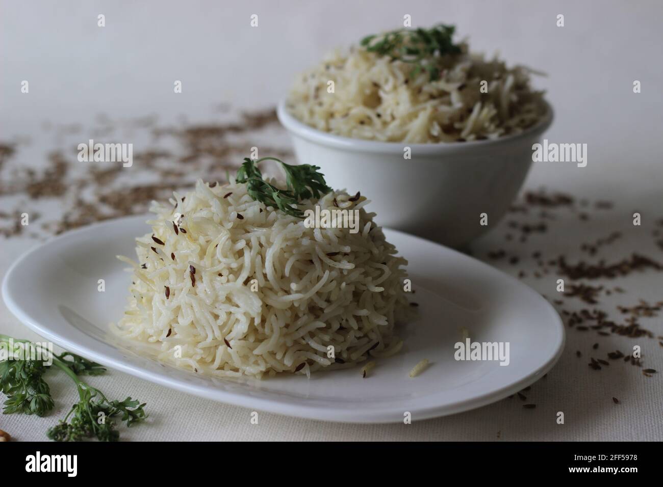 Indian rice dish made of basmati rice flavoured with cumin seeds and