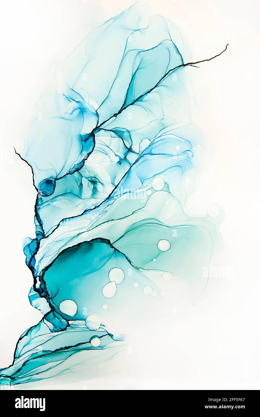 Original Alcohol Ink Abstract Painting | Blue Wave | 9x12