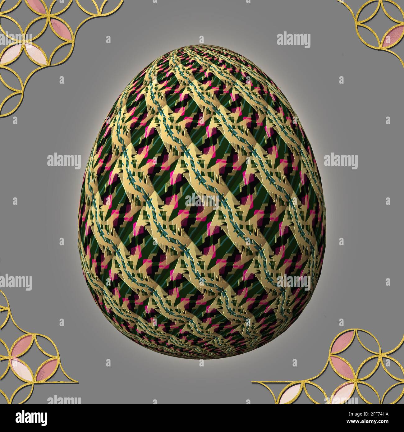 Happy Easter Artfully designed and colorful 3D easter egg 3D