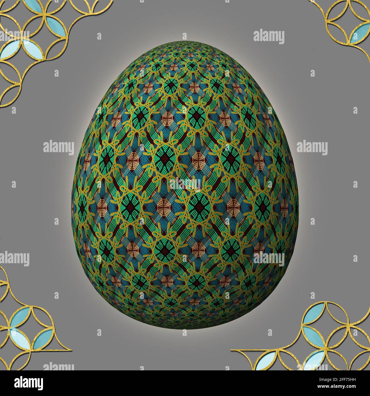 Happy Easter Artfully designed and colorful 3D easter egg 3D