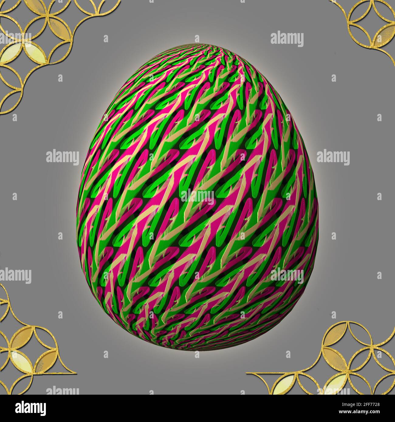 Happy Easter Artfully designed and colorful 3D easter egg 3D