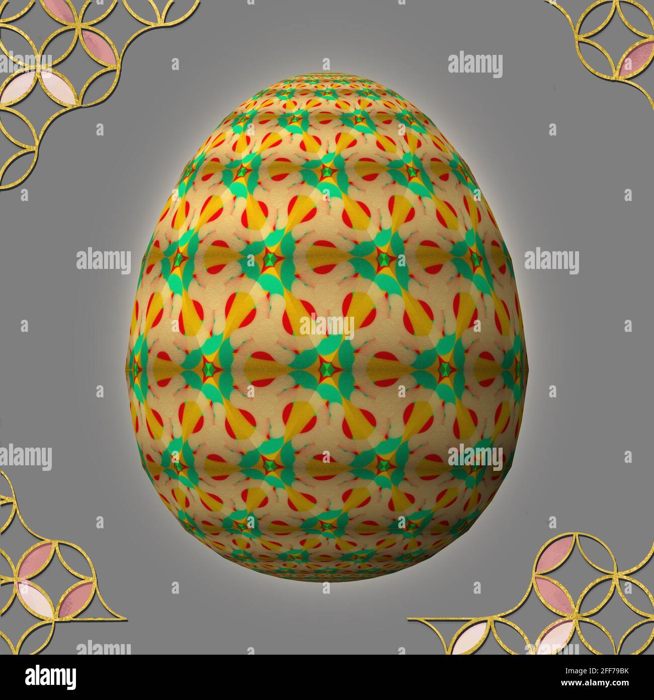 Happy Easter Artfully designed and colorful 3D easter egg 3D