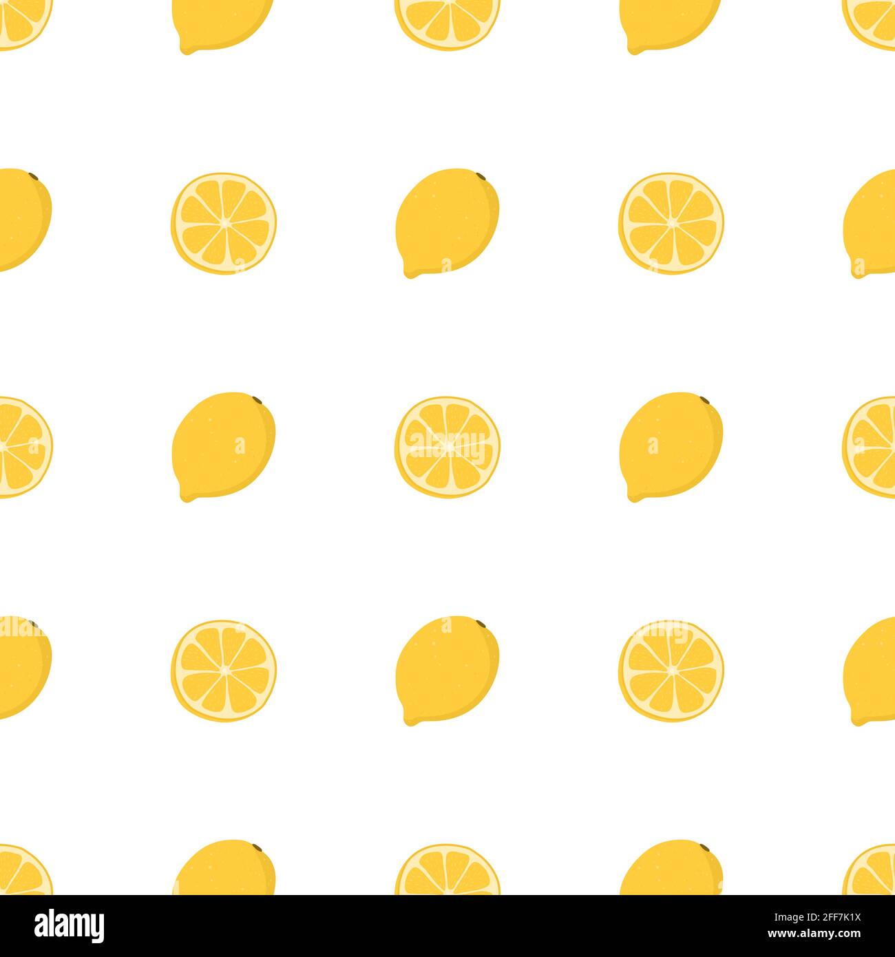 Hand drawn seamless pattern with whole and sliced lemon. Surface pattern design. Stock Vector