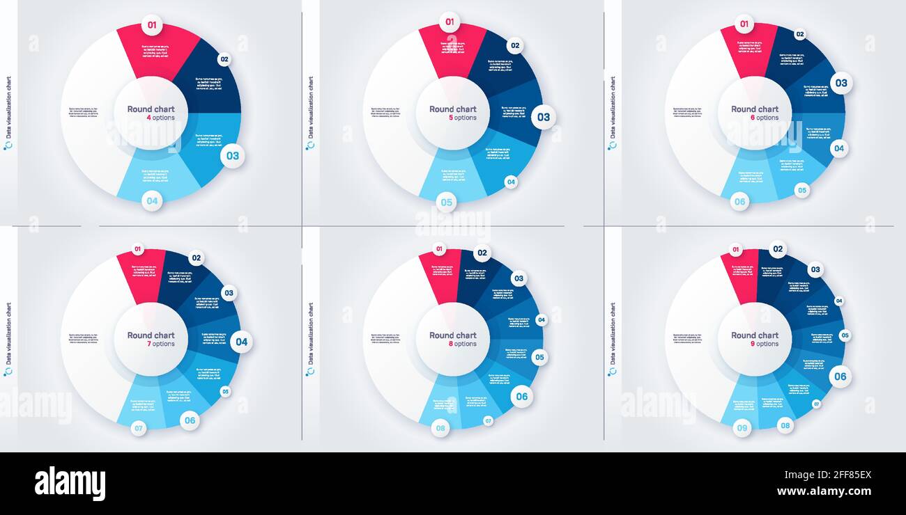 Set of vector modern circle chart infographic templates. 4-9 options ...