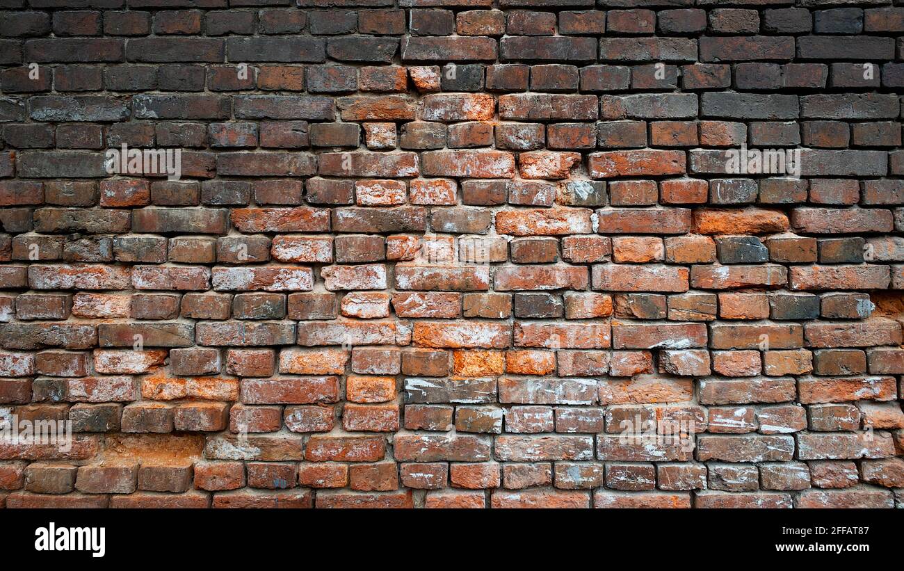 Red brick wall background, Red brick wall texture grunge background with  vignetted corners to interior design Stock Photo - Alamy
