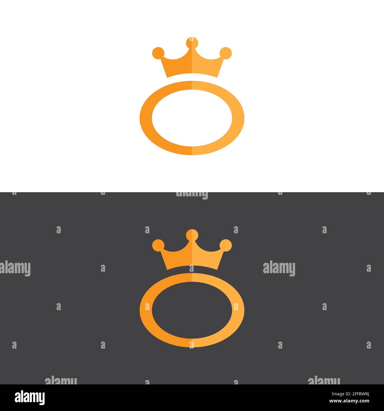 elegant crown logo in gold frame vector image Stock Vector