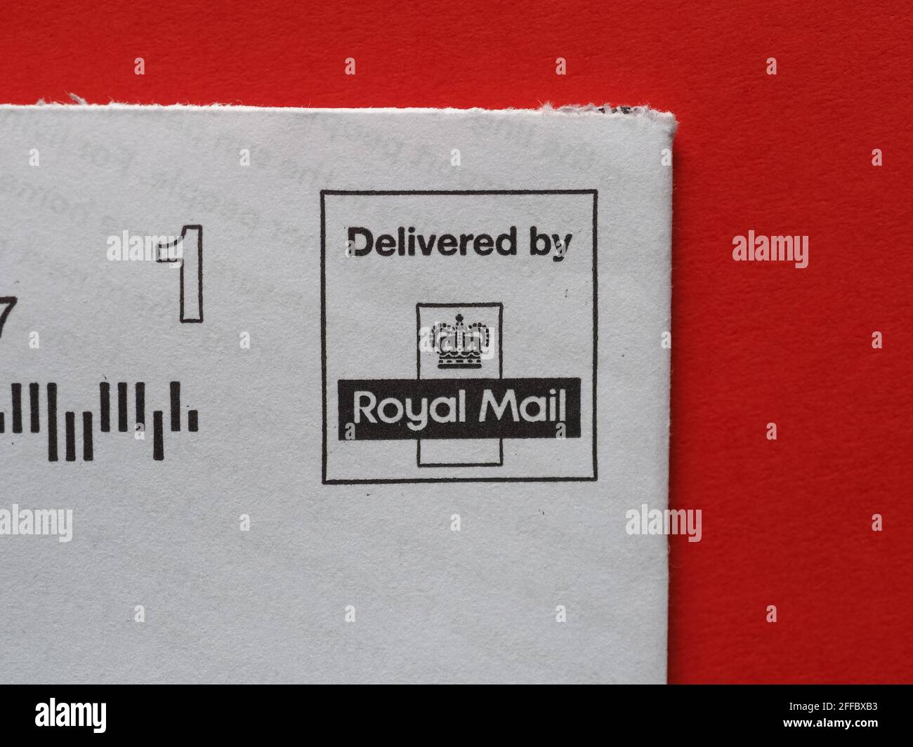 LONDON, UK CIRCA APRIL 2021 Royal Mail postage meter on letter
