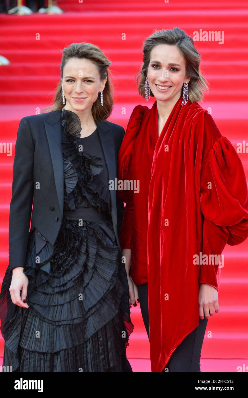 Opening ceremony on the 43rd. Moscow International Film Festival.'Red Road'. Theater 'Russia', Strastnoy Boulevard, Moscow 22 April 2021. On the picture: Natalia Chumburidze, Lana vladi Photo: Pavel Kashaev Stock Photo