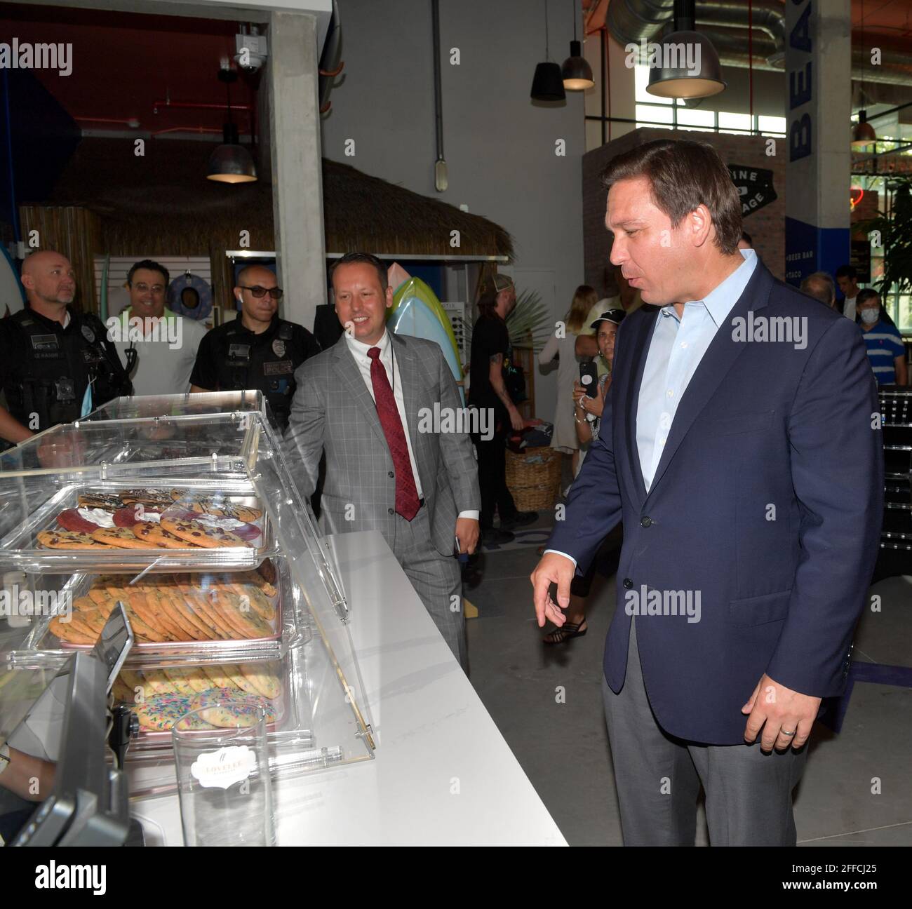 Delray Beach, FL, USA. 24th Apr, 2021. Florida Governor Ron DeSantis attends the grand opening