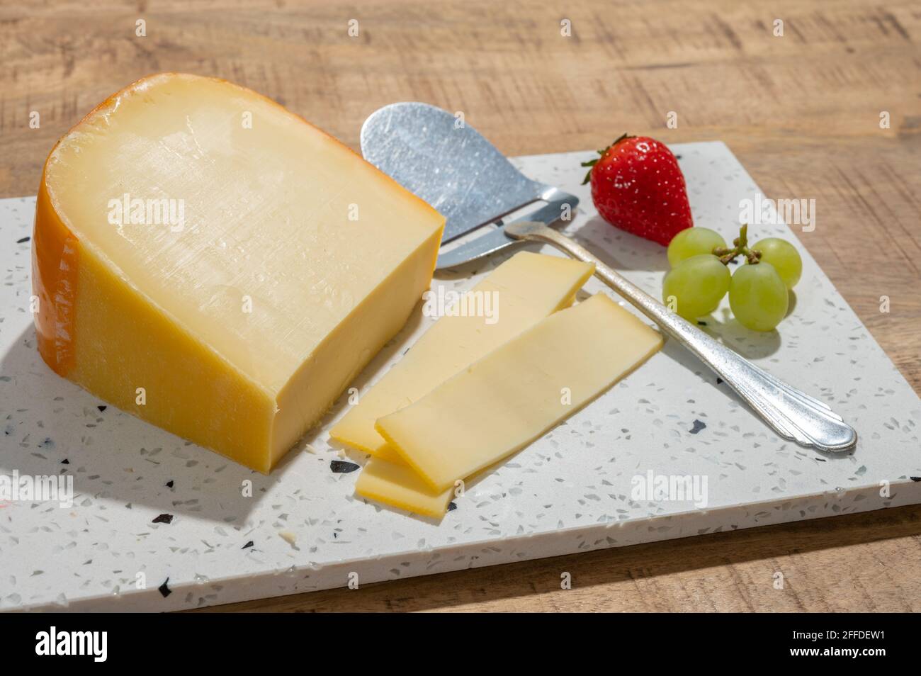 Cheese collection, piece of young Dutch gouda cheese made from cow milk