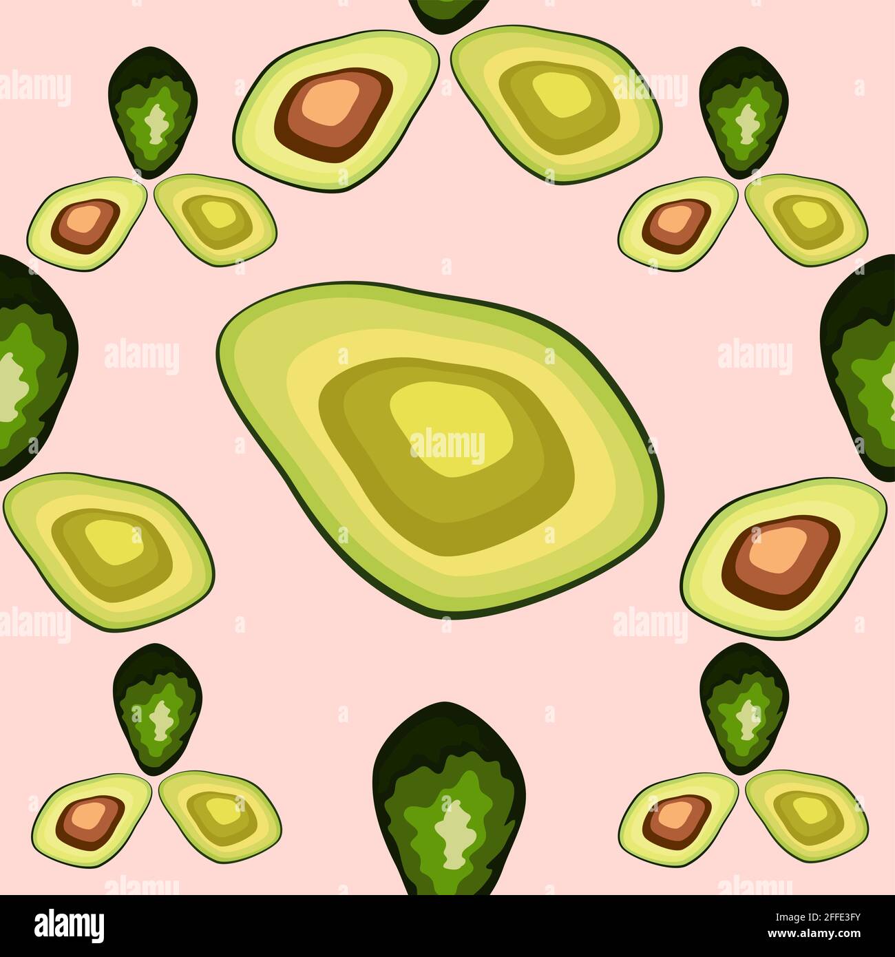 Avocado seamless pattern on background. Whole and cut avocado Stock ...