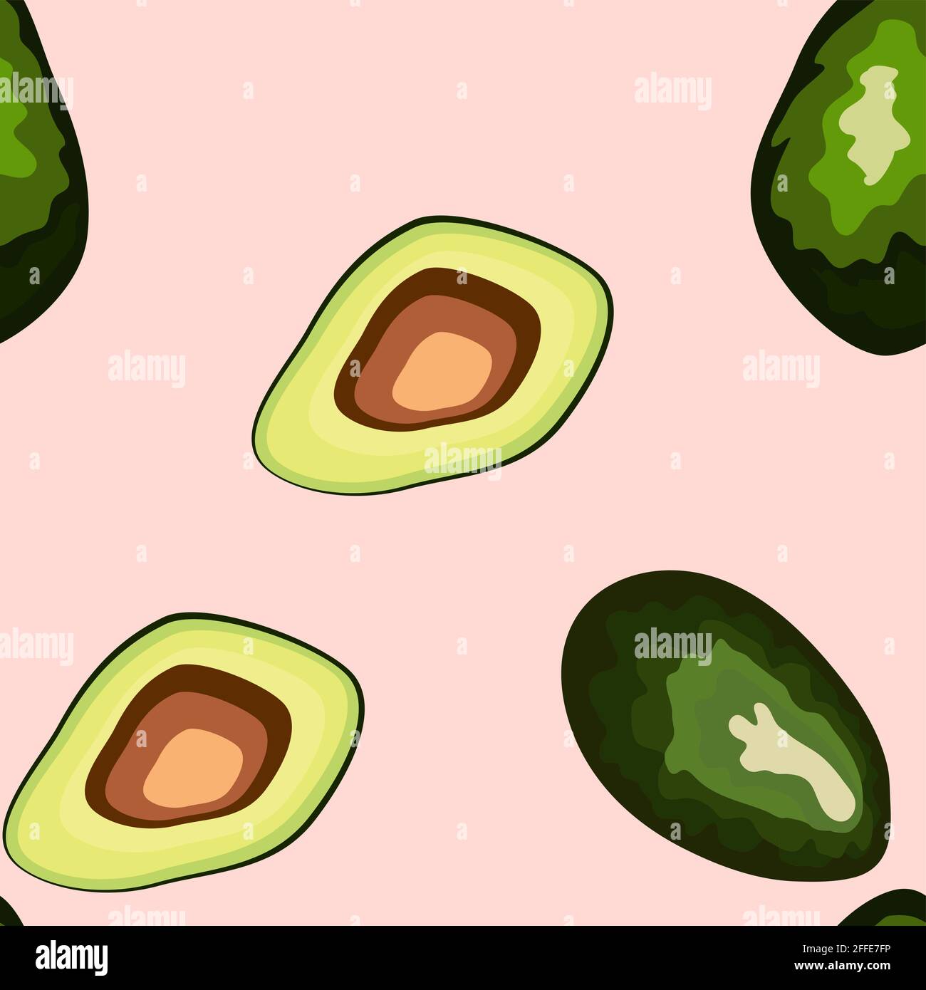Avocado seamless pattern on background. Whole and cut avocado Stock ...
