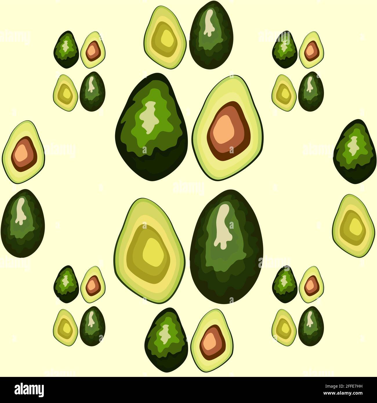 Avocado seamless pattern on background. Whole and cut avocado Stock ...